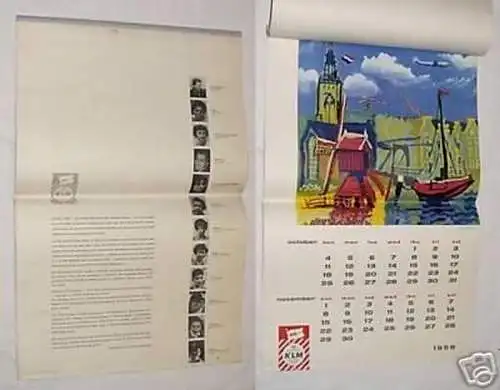 Großer Bilder Kalender KLM Fluggesellschaft 1960