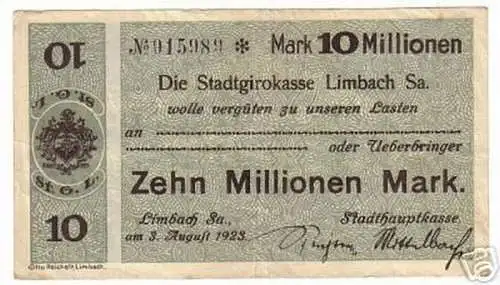 Seltene Banknote Inflation Limbach in Sachsen 1923