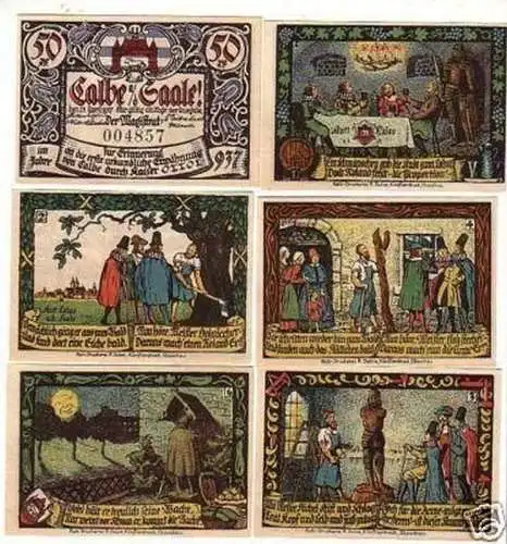 6 Banknoten Notgeld Stadt Calbe an der Saale 1917