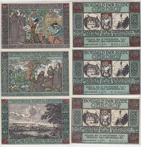 Kompl. Serie 6 Banknoten Notgeld Stadt Ohrdruf 1921