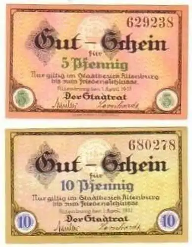 2 kassenfrische Banknoten Notgeld Stadt Altenburg 1917