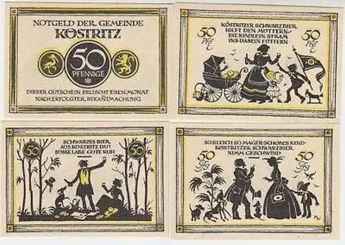 4 Banknoten Notgeld Gemeinde Köstritz 1921