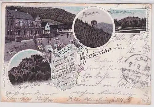 48578 Ak Lithographie Gruß aus Winterstein Gasthaus zum Adler usw. 1898