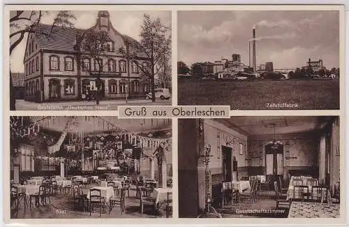 95950 Mehrbild Ak Gruß aus Oberleschen Leszno Górne Gasthaus usw. 1937