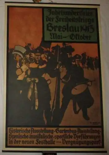 Reklame Blechleistenplakat Jahrhundertfeier Freiheitskriege Breslau 1913(135009)