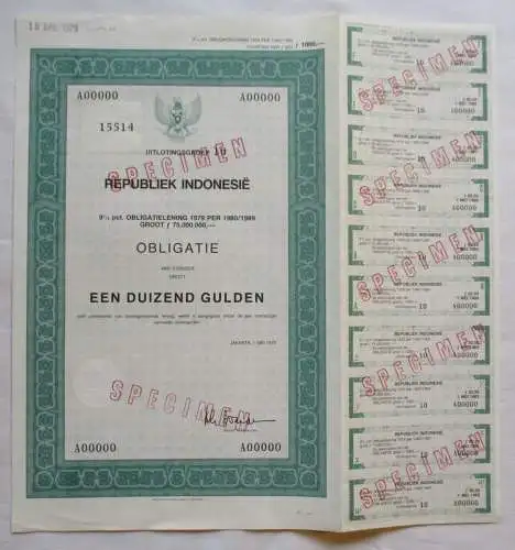 1.000 Gulden Aktie Republik Indonesien Jakarta 01.05.1979 (132263)