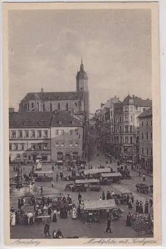 78714 Ak Annaberg in Sachsen Marktplatz mit Kirchgasse 1930