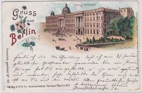 908076 Reklame Ak Lithopgraphie Gruß aus Berlin königliches Schloss 1904