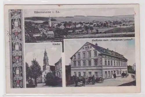 87748 Mehrbild Ak Bärenwalde in Sachsen Gasthaus zum "Goldenen Lamm" 1921