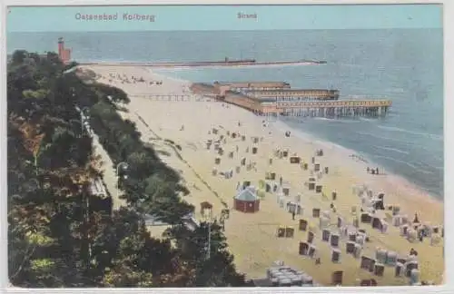 31609 Ak Ostseebad Kolberg - Blick von oben auf den Strand 1912