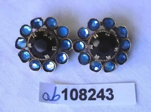 Hübsche Brosche Modeschmuck mit blauen Steinen (108243)