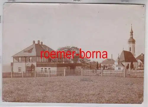 76475 Original Foto Röderau Pfarrhaus und Kirche um 1930