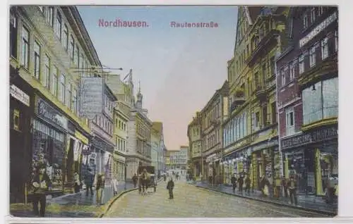 94038 Ak Nordhausen Rautenstrasse mit Geschäften 1921