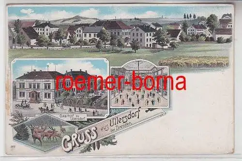 76864 Ak Lithographie Gruss aus Ullersdorf bei Dresden um 1900