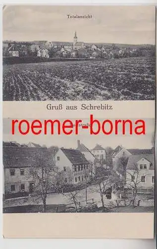 76341 Mehrbild Ak Schrebitz Totalansicht und Dorfstrasse um 1920