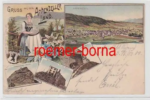 75456 Ak Lithografie Gruss aus dem Appenzeller Land 1900