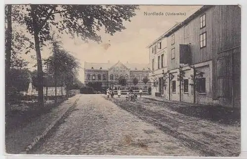 87404 AK Nordleda (Untereibe) - Straßenansicht mit Motorrad 1909