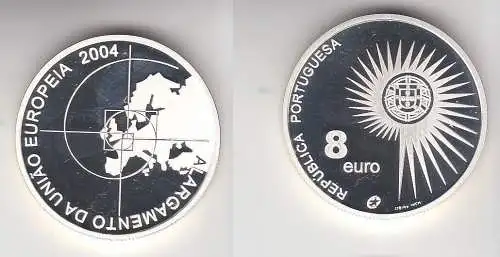 8 Euro Silbermünze 2004 Polierte Platte in Kapsel Portugal EU Erweiterung 112038