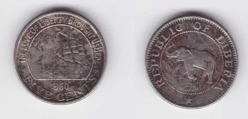 5 Cents Kupfer-Nickel Münze Liberia 1960 (151790)