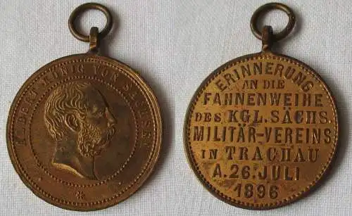 Seltene Medaille Fahnenweihe des Kgl.sächs. Militär Verein Trachau 1896 (148364)