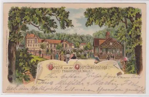 900624 Lithografie AK Grüsse von der Oberschweinstiege Frankfurter-Wald 1906