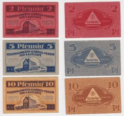 2,5 & 10 Pfennig Banknoten Chemnitz Kolonialwaren Handelsverein für Kauf(138441)