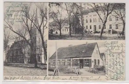 19094 Mehrbild Ak Gruß aus Zezenow in Pommern Kaufmann Büttner, Kirche, Schloß