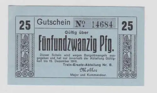 25 Pfennig Banknote Notgeld Train Ersatz Abteilung Nr.8 (122526)