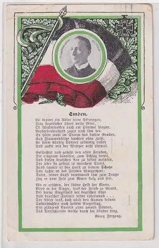 80047 Reim Ak Dt. Worte Dresdner Dichter "Emden" Fregattenkapitän v. Müller 1917