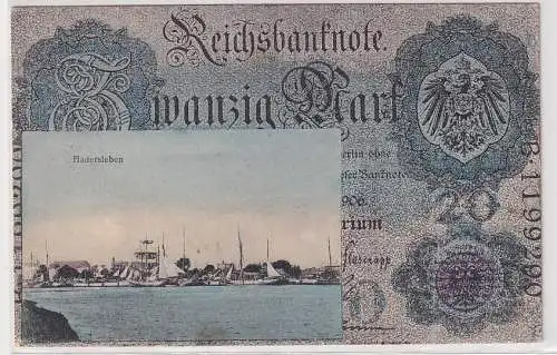 42442 Banknoten Ak Hadersleben Totalansicht mit Hafen 1909