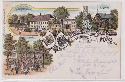 89480 Ak Lithographie Gruß aus dem Etablissement zur Stadt Brünn Moys b. Görlitz