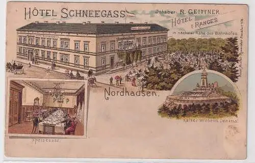 86813 Ak LithographieNordhausen Hotel Schneegass um 1900