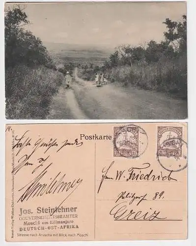 48419 Ak Straße nach Aruscha mit Blick nach Moschi Deutsch Ost Afrika 1914