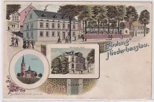 06550 Ak Lithographie "Erholung" Niederhasslau um 1900