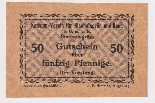 50 Pfennig Banknote Notgeld Konsum Verein für Bischofsgrün und Umg. (147984)