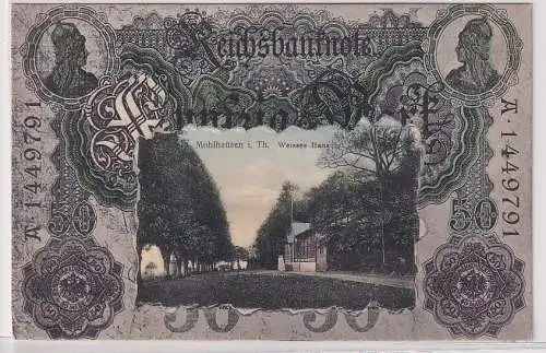 57952 Banknoten Ak Mühlhausen in Thür. weisses Haus 1912