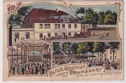 903012 Ak Lithographie Alter Gasthof Paunsdorf bei Leipzig 1912