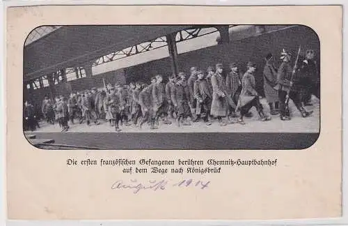 97498 Ak Die ersten französischen Gefangenen in Chemnitz 1914