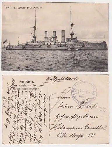 42294 Marine Feldpost Ak Kiel Gr. Kreuzer Prinz Adalbert  um 1915