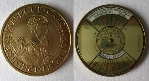 Perpetualer Kalender Ewiger Kalender 50 Jahre auf 50 ECU Belgien Carolus /162145