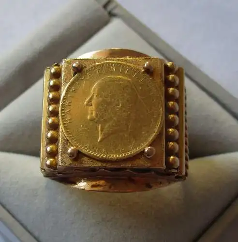 massiver Herren Ring aus 750er Gold mit türkischer Münze (167646)