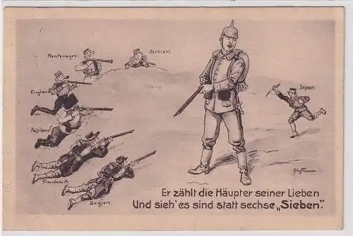 43380 Ak Karikatur Deutschland steht vor seinen Feinden 1914