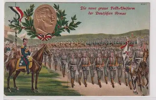 31754 Patriotika Ak Die neue graue Feld-Uniform der Deutschen Armee mit 1914