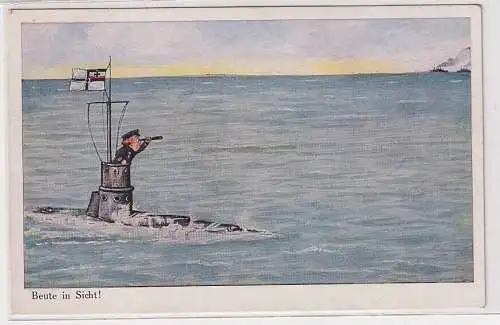 17380 Künstler Ak Beute in Sicht! Soldat im U-Boot mit Feldstecher 1916