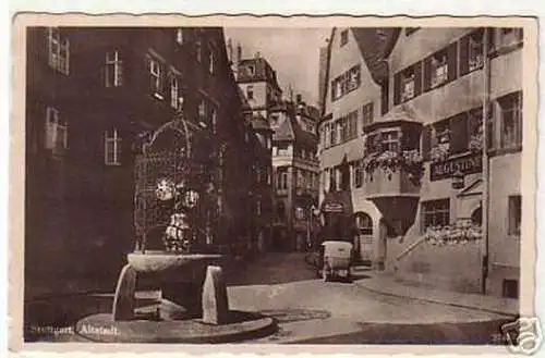 00034 Ak Stuttgart Altstadt mit Brunnen um 1930