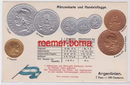 79774 Präge Ak mit Münzabbildungen Argentinien um 1920