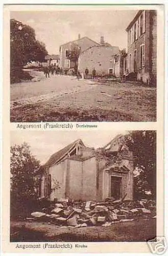 00790 Feldpost Ak Angomont Frankreich Dorfstrasse 1915