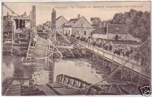 21229 Feldpost Ak Pontoise bei Noyon Notbrücke 1915