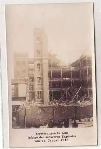 51808 Foto Ak Zerstörungen in Lille infolge der schweren Explosion am 11.1.1916