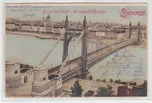 33660 Feldpost Ak Budapest Elisabeth Brücke 1915